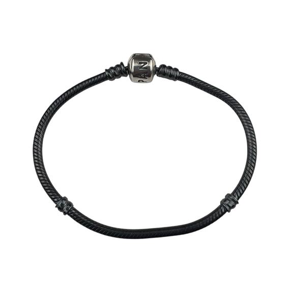 Pandora Oxidized Sterling Silver Snake Chain Charm Bracelet 7" #590702OX - Picture 1 of 6